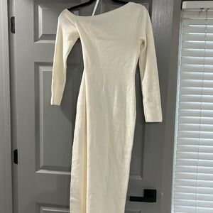 Abercrombie & Fitch Cream Knit Long Sleeve Dress